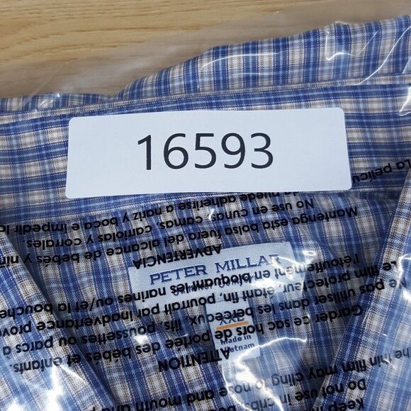 PETER MILLAR Shirt Mens XXL Blue Check Summer Comfort Prairie Performance - Picture 11 of 11